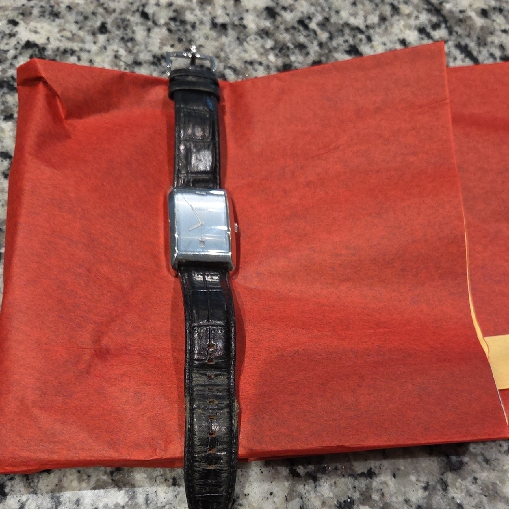 Fossil Watch Black Leather Croc Band